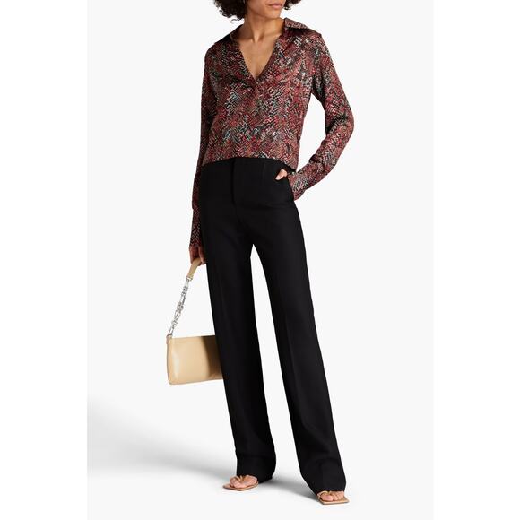 NICHOLAS PAGE SNAKESKIN SNAKE PRINT SATIN BLOUSE - Picture 2 of 7